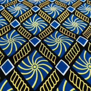 tissu-wax-losange-bleu-et-dore 2